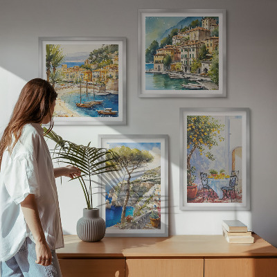 Wanddeko-set Italienische Städte (Aquarell)