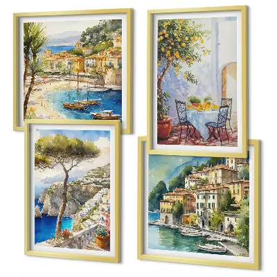 Wanddeko-Set italienische Städte im Aquarell-Stil
