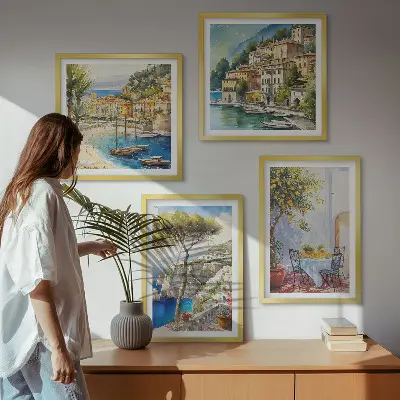 Wanddeko-Set italienische Städte im Aquarell-Stil