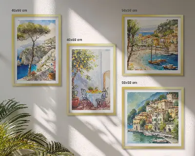Wanddeko-Set italienische Städte im Aquarell-Stil