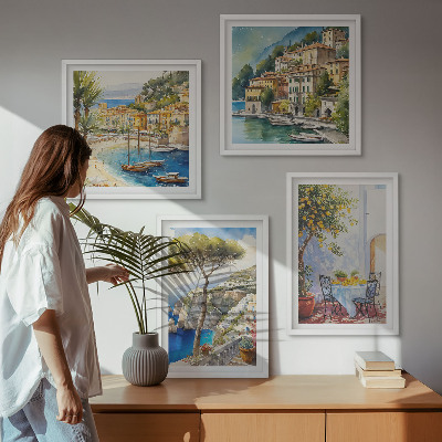 Wanddeko-set Italienische Städte (Aquarell)