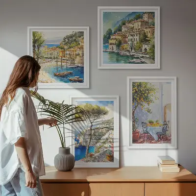 Wanddeko-Set italienische Städte im Aquarell-Stil