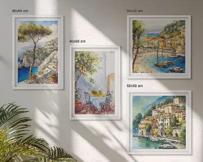 Wanddeko-Set italienische Städte im Aquarell-Stil