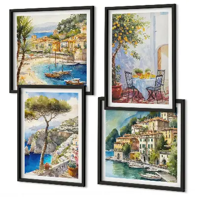 Wanddeko-Set italienische Städte im Aquarell-Stil