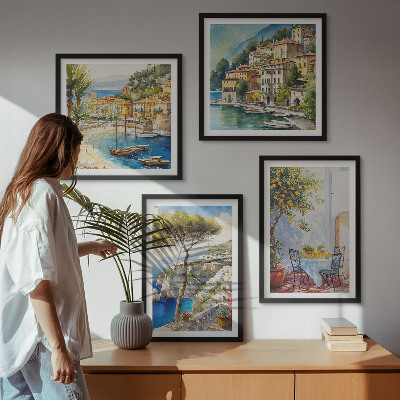 Wanddeko-set Italienische Städte (Aquarell)
