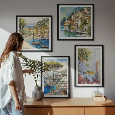 Wanddeko-Set italienische Städte im Aquarell-Stil