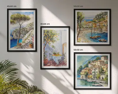 Wanddeko-Set italienische Städte im Aquarell-Stil