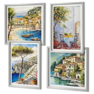 Wanddeko-Set italienische Städte im Aquarell-Stil