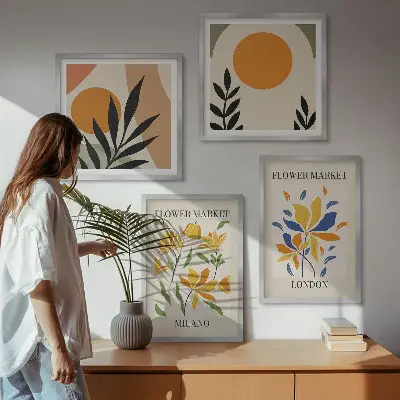 Wanddeko-Set Blumenposter mit Motiven aus Paris und Mailand
