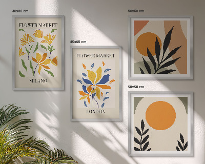 Wanddeko-set Blumenposter Paris Mailand