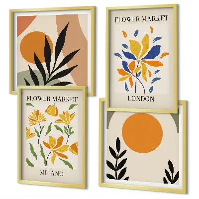 Wanddeko-Set Blumenposter mit Motiven aus Paris und Mailand