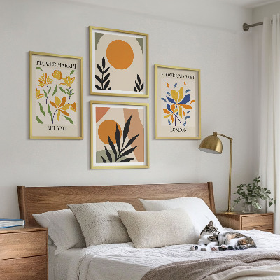 Wanddeko-set Blumenposter Paris Mailand