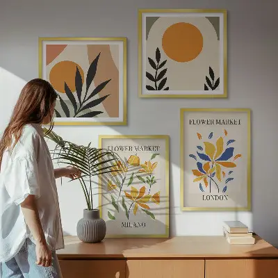 Wanddeko-Set Blumenposter mit Motiven aus Paris und Mailand
