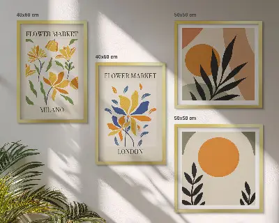Wanddeko-Set Blumenposter mit Motiven aus Paris und Mailand