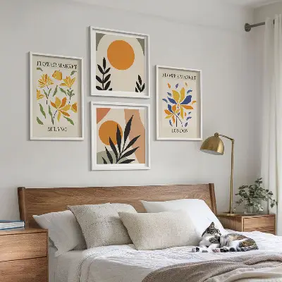 Wanddeko-Set Blumenposter mit Motiven aus Paris und Mailand