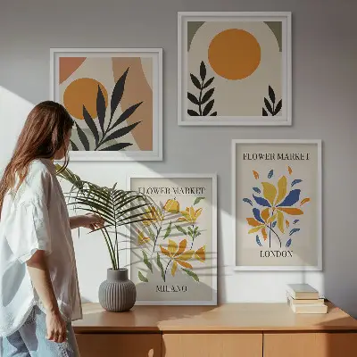 Wanddeko-Set Blumenposter mit Motiven aus Paris und Mailand