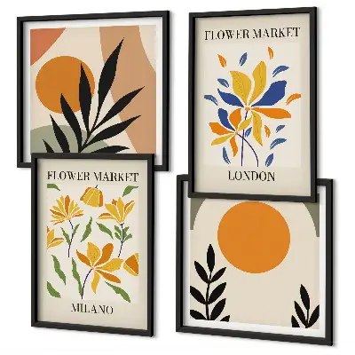Wanddeko-Set Blumenposter mit Motiven aus Paris und Mailand