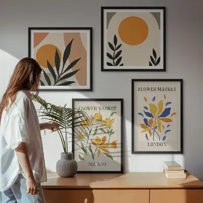 Wanddeko-Set Blumenposter mit Motiven aus Paris und Mailand