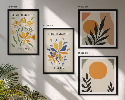 Wanddeko-set Blumenposter Paris Mailand