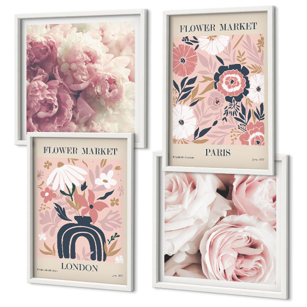 Wanddeko-set Blumenmotive Rosen Paris