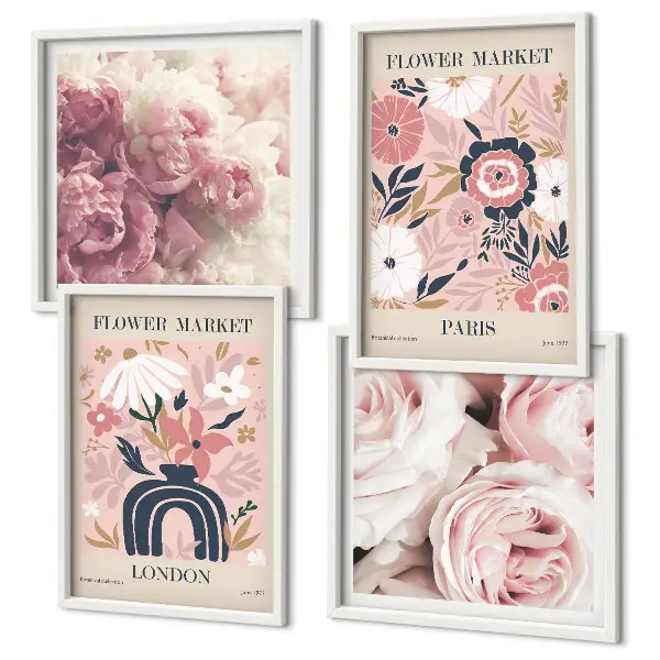 Wanddeko-Set mit Rosen-Motiven aus Paris