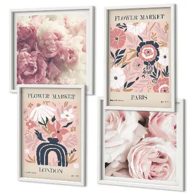 Wanddeko-Set mit Rosen-Motiven aus Paris