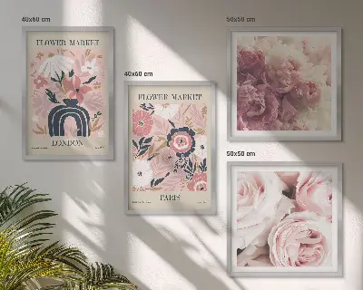 Wanddeko-Set mit Rosen-Motiven aus Paris