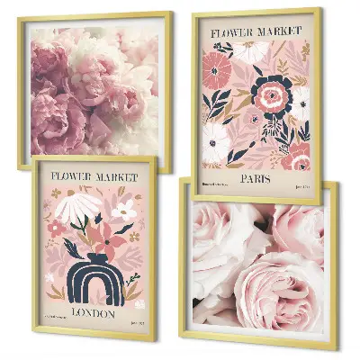 Wanddeko-Set mit Rosen-Motiven aus Paris