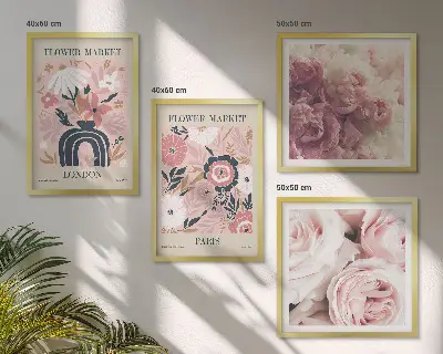 Wanddeko-Set mit Rosen-Motiven aus Paris