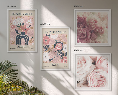 Wanddeko-set Blumenmotive Rosen Paris
