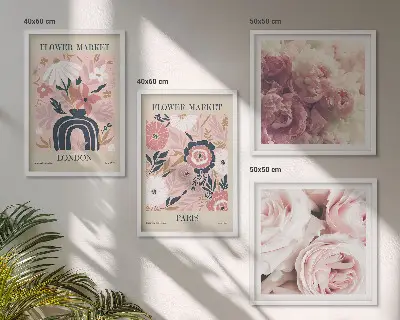 Wanddeko-Set mit Rosen-Motiven aus Paris