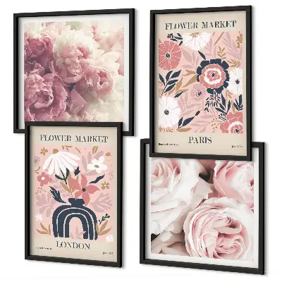 Wanddeko-Set mit Rosen-Motiven aus Paris