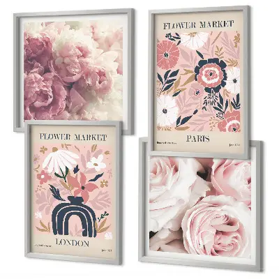 Wanddeko-Set mit Rosen-Motiven aus Paris