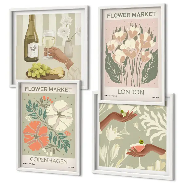 Blumenposter Weinstadt als gerahmtes Polyptychon