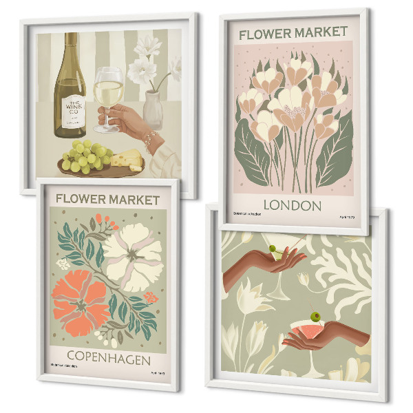 Polyptychon mit rahmen Blumenposter Weinstadt
