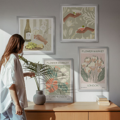 Polyptychon mit rahmen Blumenposter Weinstadt