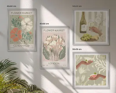 Blumenposter Weinstadt als gerahmtes Polyptychon