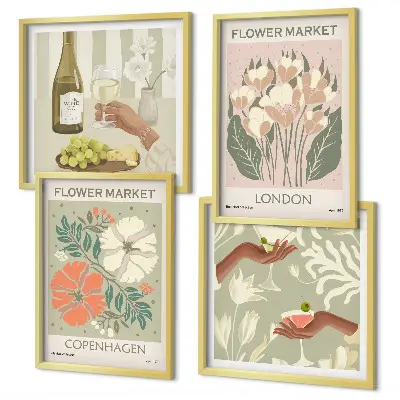 Blumenposter Weinstadt als gerahmtes Polyptychon