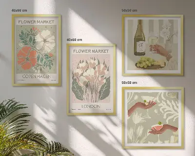 Blumenposter Weinstadt als gerahmtes Polyptychon