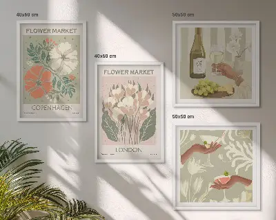 Blumenposter Weinstadt als gerahmtes Polyptychon
