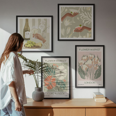Polyptychon mit rahmen Blumenposter Weinstadt