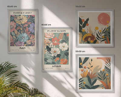 Wanddeko-set Blumenposter Paris London
