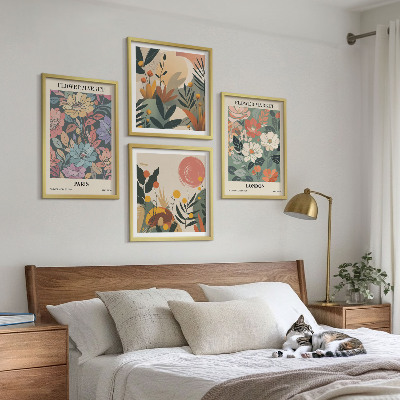 Wanddeko-set Blumenposter Paris London