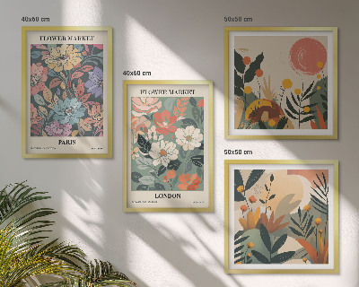 Wanddeko-set Blumenposter Paris London