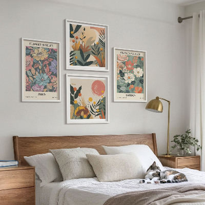 Wanddeko-set Blumenposter Paris London
