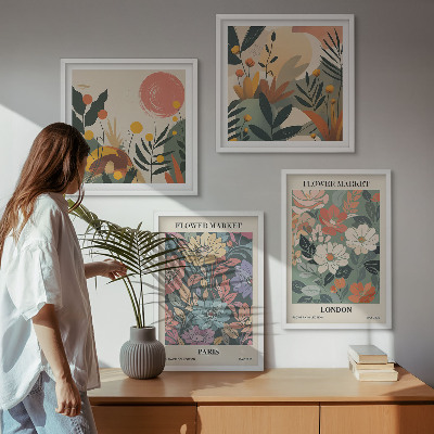 Wanddeko-set Blumenposter Paris London