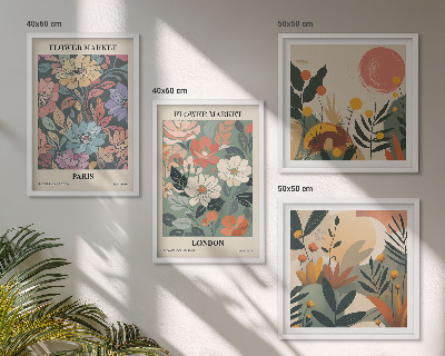 Wanddeko-set Blumenposter Paris London