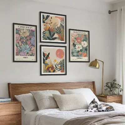 Wanddeko-Set mit Blumenmotiven aus Paris und London