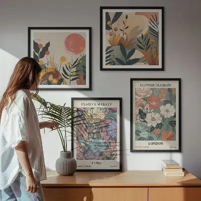 Wanddeko-Set mit Blumenmotiven aus Paris und London