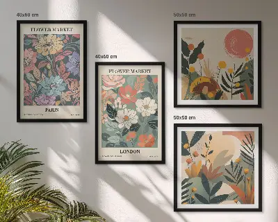 Wanddeko-Set mit Blumenmotiven aus Paris und London